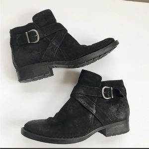 Born Black Suede Buckle Booties